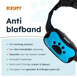 Simmy Anti Blafband - Diervriendelijke Opvoedingshalsband - Zwart En Blauw - Diervriendelijk - Zonder Schok - Anti Blaf Band Voor Grote En Kleine Honden -Dierenwinkel 1200x1200 1043