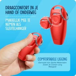 VEDIC® - Luxe Clicker Met Fluit - Clickertraining - Rood - Bevestigingsring - Fluit - Hondentraining -Dierenwinkel 1200x1200 1161