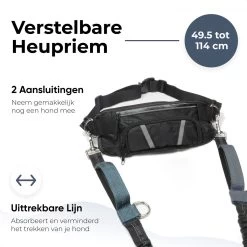 Canicross Looplijn Hond Met Heupriem Voor Hardlopen - Elastische Handsfree Hondenriem - Honden Trainingslijn - 150/200cm - Grijs -Dierenwinkel 1200x1200 1218