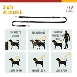Happilax Dog Leash 2m Adjustable - Black/Reflective - 3-Step Adjustable Leash - Double Leash, Tug Leash - Geschikt Als Hondenriem Voor Grote Honden Of Als Sleepriem Voor Kleine Honden. -Dierenwinkel 1200x1200 1270
