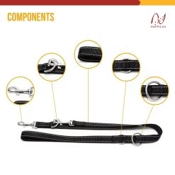 Happilax Dog Leash 2m Adjustable - Black/Reflective - 3-Step Adjustable Leash - Double Leash, Tug Leash - Geschikt Als Hondenriem Voor Grote Honden Of Als Sleepriem Voor Kleine Honden. -Dierenwinkel 1200x1200 1272