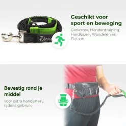 Canicross Looplijn Hond Met Heupriem Voor Hardlopen - Elastische Handsfree Hondenriem - Honden Trainingslijn - 150/200cm - Groen -Dierenwinkel 1200x1200 1309