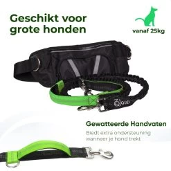 Canicross Looplijn Hond Met Heupriem Voor Hardlopen - Elastische Handsfree Hondenriem - Honden Trainingslijn - 150/200cm - Groen -Dierenwinkel 1200x1200 1310