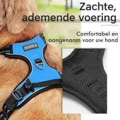Sharon B - Hondentuigje - Voor Middelgrote Honden - Blauw - Maat M - No Pull Harnas - Anti Trek - Reflecterend - Hoeft Niet Over Het Hoofd Aangetrokken Te Worden -Dierenwinkel 1200x1200 1351