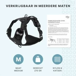 Hondentuigje - Anti-Trek Tuig - Hondenharnas - Y Tuig Hond - Reflecterend - Zwart - Maat M -Dierenwinkel 1200x1200 1398