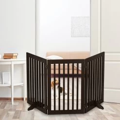 Relaxdays Veiligheidshekje Hout - 92 Cm Hoog - Hondenhek - Inklapbaar - Bruin - 3 Panelen -Dierenwinkel 1200x1200 1558