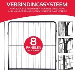 Katten- En Hondenren - 210 X 80 CM - Opvouwbaar - Opzetten In Verschillende Vormen - Binnen- En Buitengebruik - Katten- En Hondenkennel - Metaal - Zwart -Dierenwinkel 1200x1200 1614