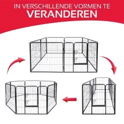 Katten- En Hondenren - 210 X 80 CM - Opvouwbaar - Opzetten In Verschillende Vormen - Binnen- En Buitengebruik - Katten- En Hondenkennel - Metaal - Zwart -Dierenwinkel 1200x1200 1615
