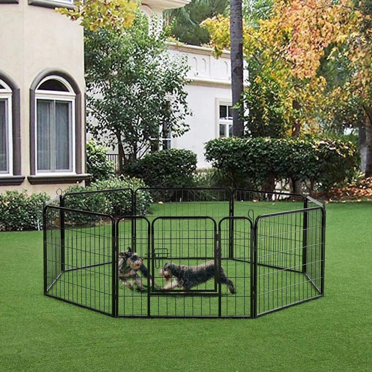 ACAZA Hondenren In 8 Panelen - Hondenkennel - Met Deur - 60 Cm Hoogte - Zwart 8 ACAZA Hondenren In 8 Panelen - Hondenkennel - Met Deur - 60 Cm Hoogte - Zwart - Afbeelding 6