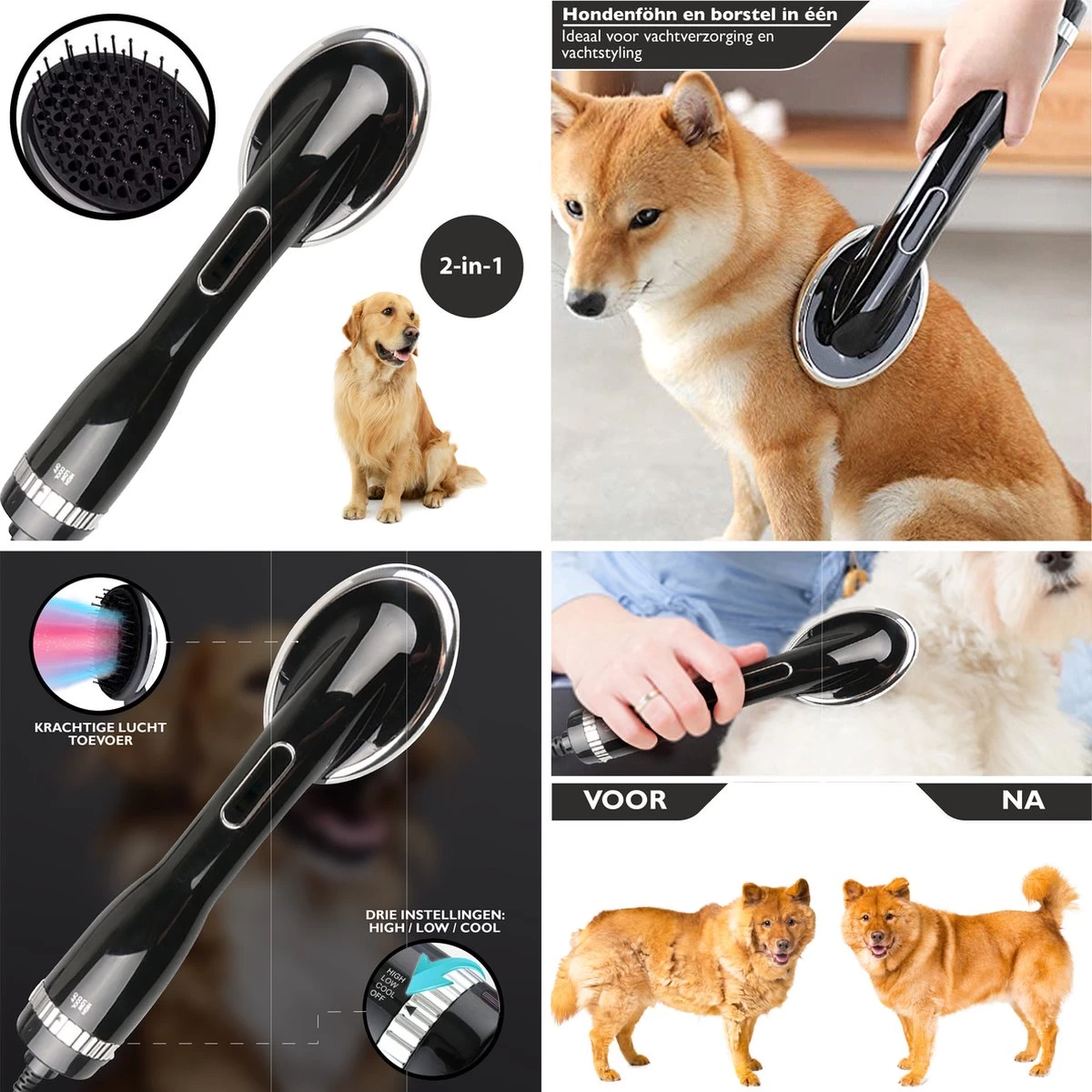 RoiPets® Hondenfohn 2 In 1 – 1000W - Honden Droger – Met Borstel - Waterblazer - Haar Verzorging - Honden Borstel Zwart - Honden/Katten/Dieren 5 RoiPets® Hondenfohn 2 In 1 – 1000W - Honden Droger – Met Borstel - Waterblazer - Haar Verzorging - Honden Borstel Zwart - Honden/Katten/Dieren - Afbeelding 3