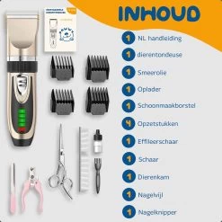 Pawwy Dieren Tondeuse Set Draadloos Voor Honden En Katten – Voor Dikke Vacht - Hondentondeuse – Hondentrimmer - Scheerapparaat - Goud -Dierenwinkel 1200x1200 236