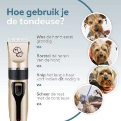 BYER Professionele Dieren Tondeuse Set - Voor Huisdieren Katten & Honden - Draadloos - Oplaadbare Pet Trimmer - Dog Tondeuze Clipper - 5 Standen & Vier Opzetkammen - Low Noise -Dierenwinkel 1200x1200 310