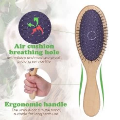 Merkloos Nobleza Dierenborstel - Hondenborstel - Kattenborstel - Tweezijdig - Dubbelzijdig - Hout - Maat L -Dierenwinkel 1200x1200 360