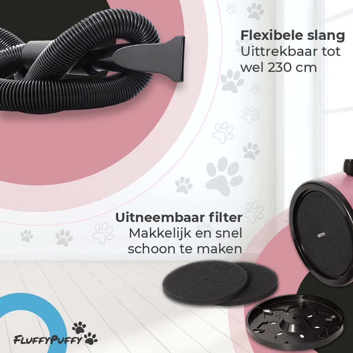 FluffyPuffy Professionele Hondenföhn Met 3 Opzetstukken - Waterblazer Voor Honden - Hondendroger - 2800 W Verstelbaar Vermogen - Stil Design - Met Gratis Hondenborstel - Roze 10 FluffyPuffy Professionele Hondenföhn Met 3 Opzetstukken - Waterblazer Voor Honden - Hondendroger - 2800 W Verstelbaar Vermogen - Stil Design - Met Gratis Hondenborstel - Roze - Afbeelding 8