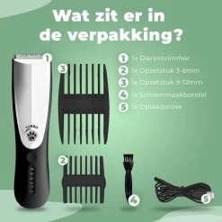 Essential Goods Professionele Hondentondeuse – Hondentrimmer - Draadloos – Opzet Kammen – Dik/Dunne Vacht - Honden/Katten - Zwart/Zilver -Dierenwinkel 1200x1200 594
