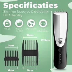 Essential Goods Professionele Hondentondeuse – Hondentrimmer - Draadloos – Opzet Kammen – Dik/Dunne Vacht - Honden/Katten - Zwart/Zilver -Dierenwinkel 1200x1200 595