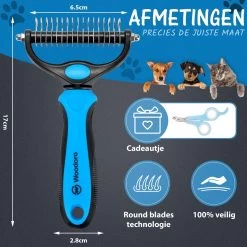 Woodoro 2-Zijdige Kattenkam Voor Ondervacht - Voorkomt Haaruitval - Verwijdert Klitten -Dierenwinkel 1200x1200 735