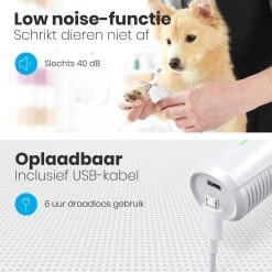 Auronic Elektrische Nagelvijl - Voor Dieren - Oplaadbaar - Draadloos - Diamant Vijlkop - Hond/Katten - Wit -Dierenwinkel 1200x1200 795