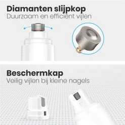 Auronic Elektrische Nagelvijl - Voor Dieren - Oplaadbaar - Draadloos - Diamant Vijlkop - Hond/Katten - Wit -Dierenwinkel 1200x1200 799