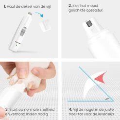 Auronic Elektrische Nagelvijl - Voor Dieren - Oplaadbaar - Draadloos - Diamant Vijlkop - Hond/Katten - Wit -Dierenwinkel 1200x1200 801