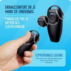 VEDIC® - Luxe Clicker Met Fluit - Clickertraining Voor Honden - Zwart - Bevestigingsring - Fluit - Hondentraining -Dierenwinkel 1200x1200 883