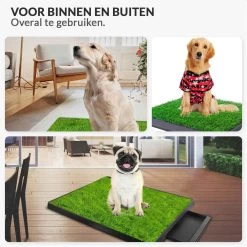 Merkloos Hondentoilet Kunstgras Met Bak - Indoor Dierentoilet - Uitneembare Opvangbak - Puppy Training Pets - Outdoor/Balkon/Tuin/Indoor Toilet - 50x64 Cm -Dierenwinkel 1200x1200 892