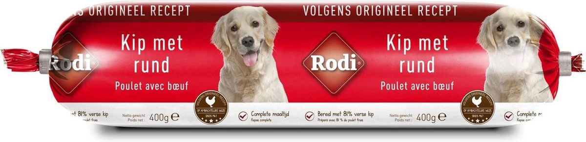 Rodi Worst 400 G - Hondenvoer - 9 X Kip&Rund 4 Rodi Worst 400 G - Hondenvoer - 9 X Kip&Rund - Afbeelding 2