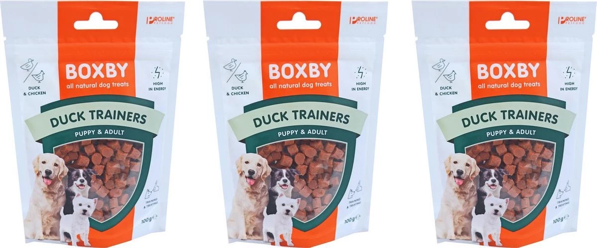 Proline Boxby, Duck Trainers. Inhoud: 100 Gram. Per 3 Zakjes 3 Proline Boxby, Duck Trainers. Inhoud: 100 Gram. Per 3 Zakjes