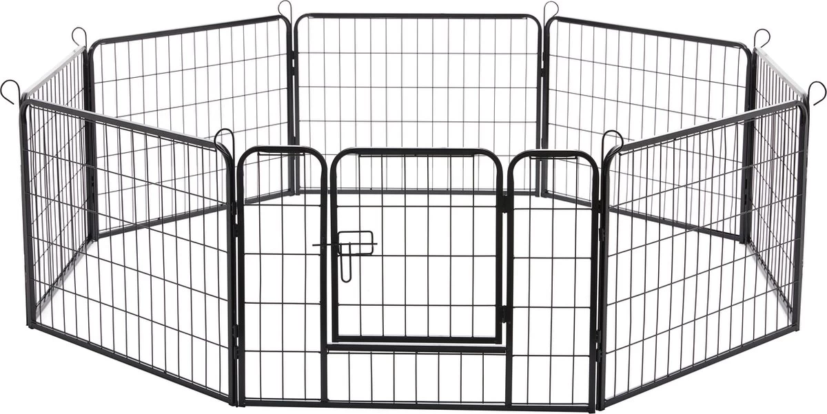 ACAZA Hondenren In 8 Panelen - Hondenkennel - Met Deur - 60 Cm Hoogte - Zwart 10 ACAZA Hondenren In 8 Panelen - Hondenkennel - Met Deur - 60 Cm Hoogte - Zwart - Afbeelding 8