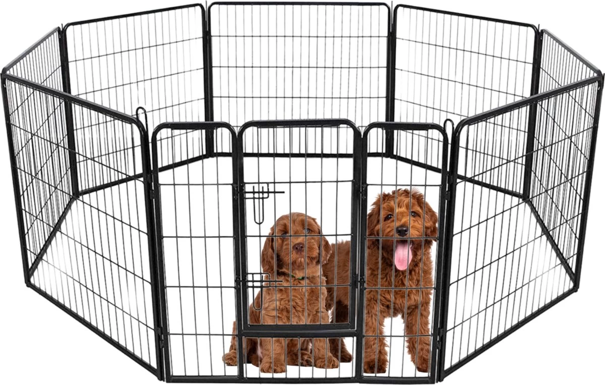 Topmast Premium Puppyren - Zwart - Hondenren - Opvouwbaar - 80 Cm Hoog - Binnen - Voor Puppy's En Honden 2 Topmast Premium Puppyren - Zwart - Hondenren - Opvouwbaar - 80 Cm Hoog - Binnen - Voor Puppy's En Honden