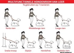 Multifunctionele Hondenriem - 220cm - Bruin - Leren Hondenriem - 100% Volnerfleer - Hondenriem Leer - Leiband Hond -Dierenwinkel 1200x853 1