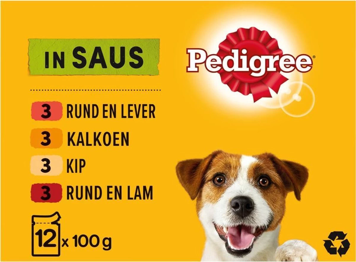 Pedigree Adult Honden Natvoer - Vlees & Gevogelte In Saus - 48 X 100g 5 Pedigree Adult Honden Natvoer - Vlees & Gevogelte In Saus - 48 X 100g - Afbeelding 3