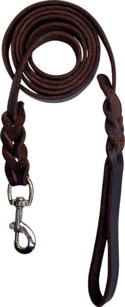 Hondenriem - 180cm - Bruin - Gevlochten Leren Hondenriem - 100% Volnerfleer - Hondenriem Leer - Leiband Hond -Dierenwinkel 492x1200 1