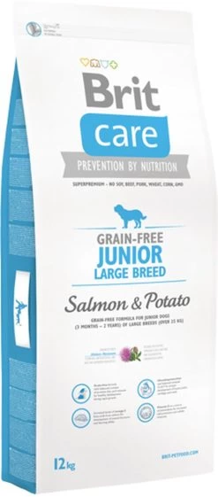 Brit Care Grain Free Junior Large Breed Salmon & Potato 12 Kg - Hond -Dierenwinkel 528x1200