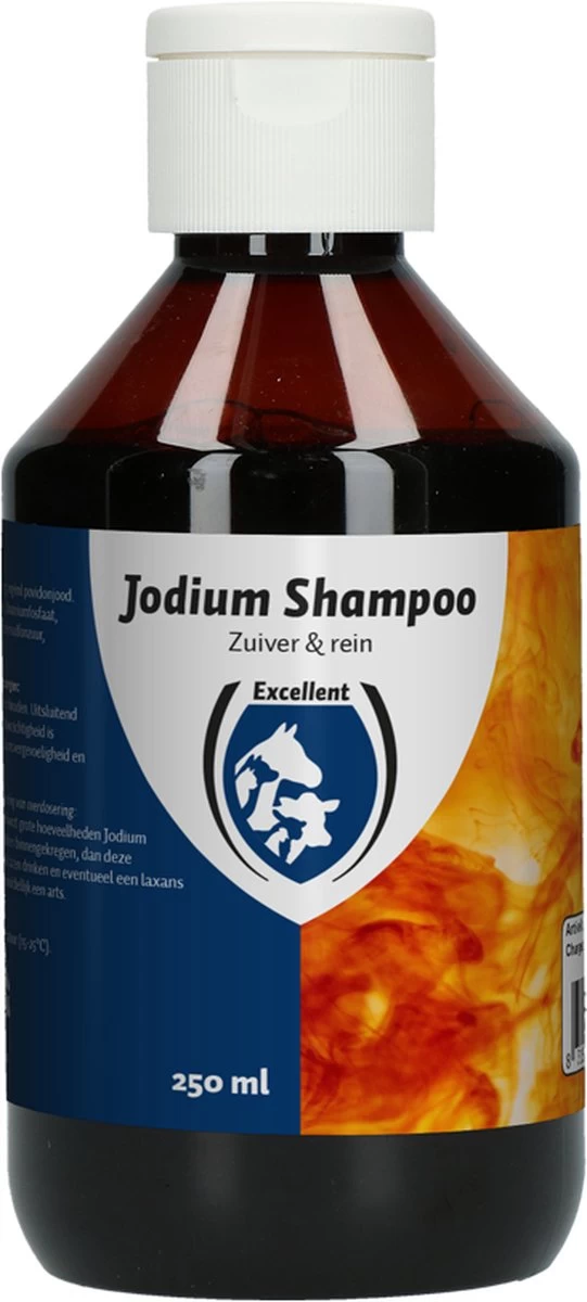 Excellent Jodium Shampoo - Voor Het Zuiveren En Reinigen Van De Behaarde Vacht En Onderliggende Huiddelen - Geschikt Voor Dieren - 250 Ml 3 Excellent Jodium Shampoo - Voor Het Zuiveren En Reinigen Van De Behaarde Vacht En Onderliggende Huiddelen - Geschikt Voor Dieren - 250 Ml