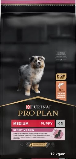 Pro Plan Medium Puppy Sensitive Skin - Honden Droogvoer - Zalm - 12 Kg -Dierenwinkel 574x1200