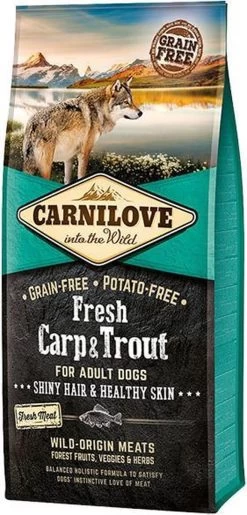 Carnilove Grain Free Fresh Carp & Trout Adult 12 Kg - Hond -Dierenwinkel 576x1200