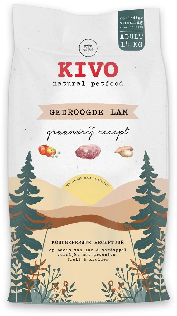 Kivo Petfood Hondenbrokken Gedroogde Lam - 14 Kg - Koudgeperst - Graanvrij 3 Kivo Petfood Hondenbrokken Gedroogde Lam - 14 Kg - Koudgeperst - Graanvrij