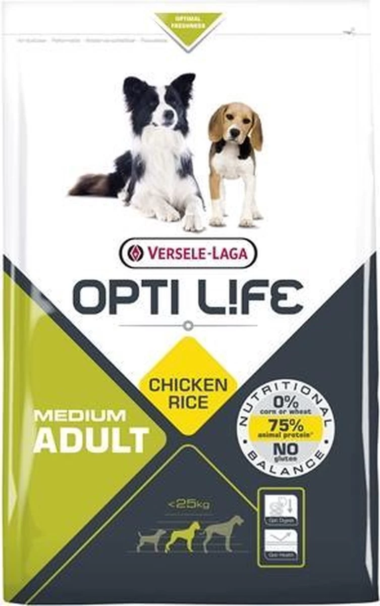VERSELE-LAGA Versele Laga Opti Life Adult Medium - Hondenvoer - 12,5 Kg 3 VERSELE-LAGA Versele Laga Opti Life Adult Medium - Hondenvoer - 12,5 Kg