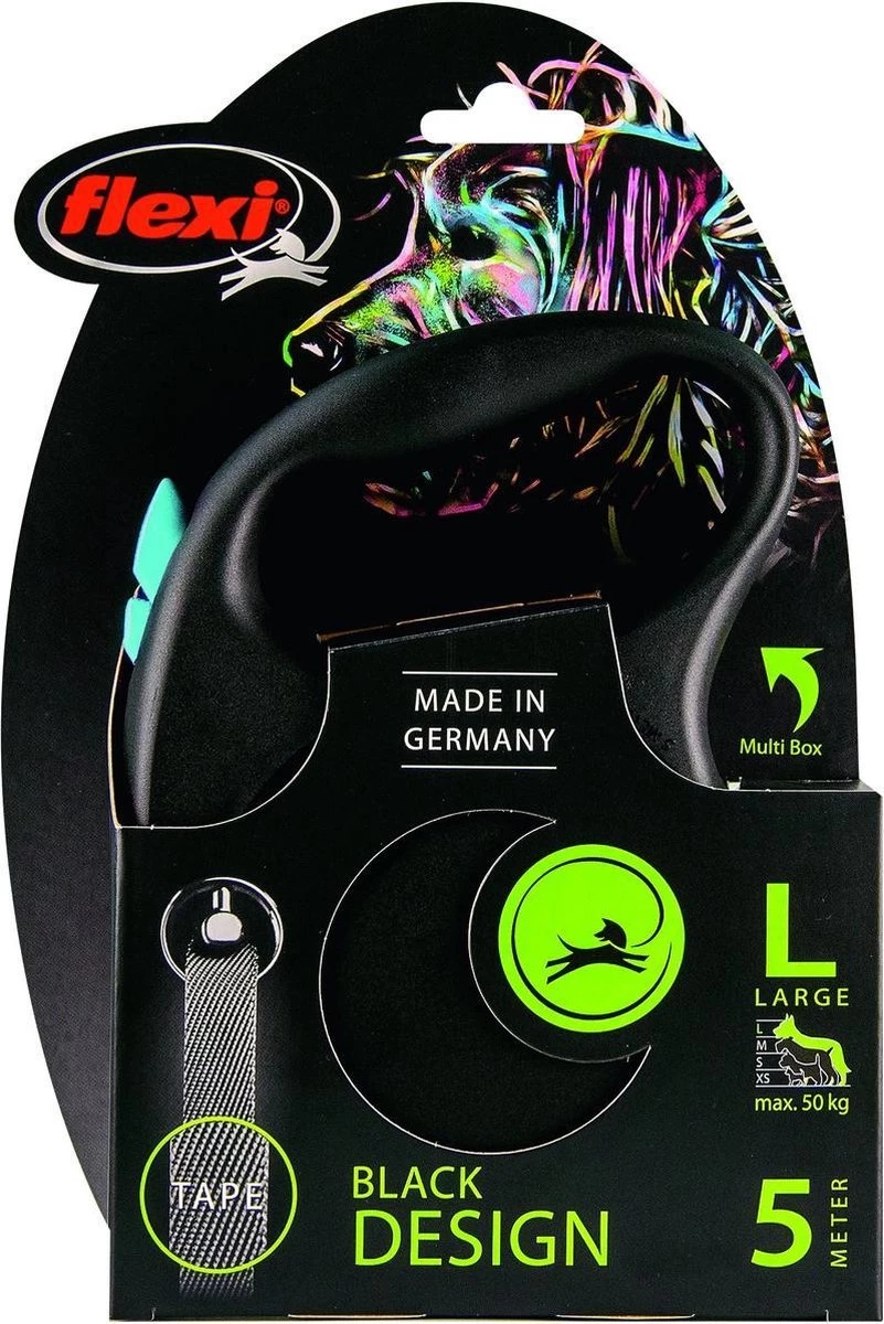 Flexi Rollijn Design - Zwart / Blauw - L 4 Flexi Rollijn Design - Zwart / Blauw - L - Afbeelding 2