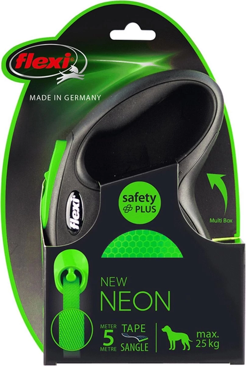 Flexi New Neon Tape - Hondenriem - Zwart/Groen - M - 5 M - (<25 Kg) 3 Flexi New Neon Tape - Hondenriem - Zwart/Groen - M - 5 M - (<25 Kg)