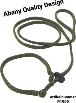 Abany Quality Design 1.80 Mtr Jachtgroen - Jachtlijn - Dubbele Stop - Retrieverlijn - Gentle Leader - Lijn Leiband Met Halsband - Sliplijn Met Stop – Half Slip - Puppylijn - Vanglijn - Mantrailing - 1R1909