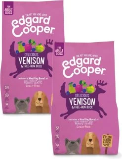 Edgard & Cooper Verse Hert & Scharreleend Brok - Voor Volwassen Honden - Hondenvoer - 2 X 2.5kg -Dierenwinkel 923x1200